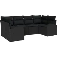 vidaXL Gartensofa-set mit Kissen 6 pcs Schwarz Poly-Rattan