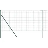 vidaXL Bodenmontierter Euro-Zaun 25 x 1 m PVC-beschichteter Stahl Grün