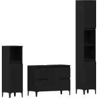 vidaXL Badezimmermöbel-Set Wandmontiert 3 pcs Schwarz Eichen-Optik