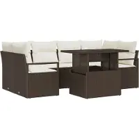 vidaXL Gartensofa-set 7 stk. Braun Poly Rattan