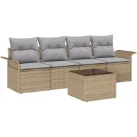 vidaXL Gartensofa-set 5 stk. Beige und Grau Poly-Rattan
