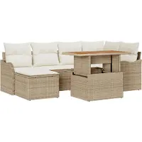vidaXL Garten-Sofa-Set mit Kissen 7 pcs Beige und Creme