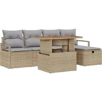 vidaXL Gartensofa-set 6 stk. Beige Poly-Rattan