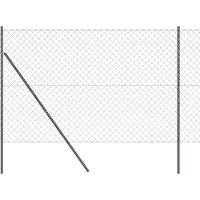 vidaXL Bodenmontierter Maschendrahtzaun 10 x 1,5 m Grau Netz