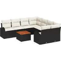 vidaXL Gartensofa-set 9 Stk. Schwarz Poly-Rattan