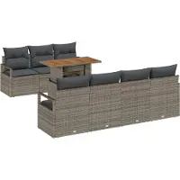 vidaXL Garten-Sofa-Set mit Speicher 8 pcs Grau Poly Rattan