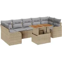 vidaXL Gartensofa-set 8 Stk. Beige und Hellgrau Poly-Rattan