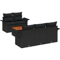 vidaXL Gartensofa-set 6 stk. 5-Sitzanzahl Schwarz Poly-Rattan