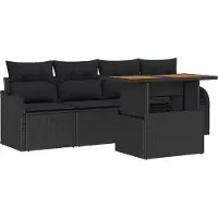 vidaXL Gartensofa-set 5 Stk. Schwarz Poly-Rattan