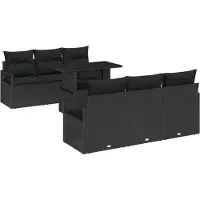 vidaXL Gartensofa-set mit Kissen 7 pcs Schwarz Poly Rattan