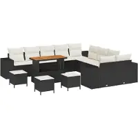 vidaXL Gartensofa-set 14 stk. Schwarz und Creme Poly-Rattan