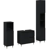 vidaXL Badezimmermöbel-Set 3 Stk. Schwarz Eichen-Optik