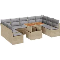 vidaXL Gartensofa-set 10 stk. 9-Sitzanzahl Beige und Grau