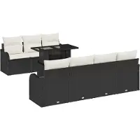 vidaXL Gartensofa-set 8 stk. 7-Sitzanzahl Schwarz Poly Rattan