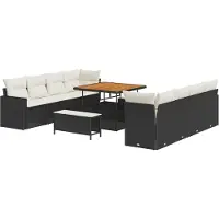 vidaXL Gartensofa-set 12 stk. 12-Sitzanzahl Schwarz und Creme