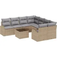 vidaXL Sofa Set 9 stk. 8-Sitzanzahl Beige und Grau Poly-Rattan