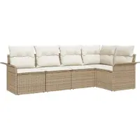 vidaXL Gartensofa-set mit Speicher 5 pcs Beige Poly-Rattan