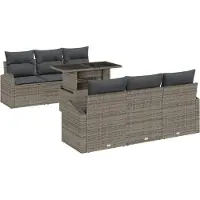 vidaXL Gartensofa-set 7 stk. Grau Poly Rattan