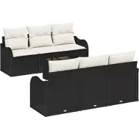 vidaXL Gartensofa-set 7 stk. 6-Sitzanzahl Schwarz und Creme