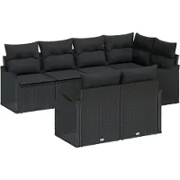 vidaXL Garten-Sofa-Set 7 Stk. Schwarz Poly Rattan