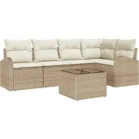vidaXL Gartensofa-set 6 stk. Beige und Weiß Poly-Rattan
