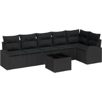 vidaXL Gartensofa-set 7 stk. Schwarz Poly-Rattan