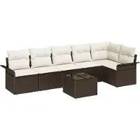 vidaXL Gartensofa-set 7 stk. Braun Poly-Rattan