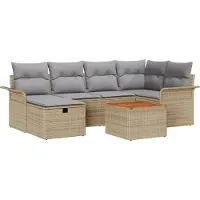 vidaXL Gartensofa-set 7 stk. Beige Poly Rattan