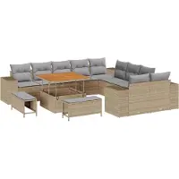 vidaXL Gartensofa-set 13 stk. Beige und Hellgrau Poly-Rattan