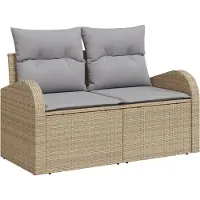 vidaXL Gartensofa-set 6 stk. 5-Sitzanzahl Beige und Grau Poly-Rattan