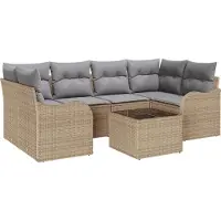vidaXL Gartensofa-set Beige 55 x 55 x 37 cm Poly-Rattan