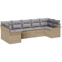vidaXL Garten-Sofa-Set 7 Stk. Beige Poly Rattan