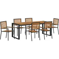 vidaXL Garten Essgruppe 7 Stk. Schwarz und Braun Poly-Rattan