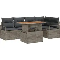 vidaXL Garten-Sofa-Set 6 stk. Grau Poly Rattan