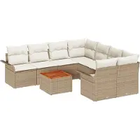 vidaXL Gartensofa-set 9 stk. 8-Sitzanzahl Beige und Creme Poly-Rattan