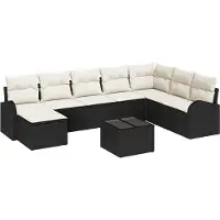 vidaXL Sofa Set 9 Stk. Schwarz und Weiß Poly-Rattan