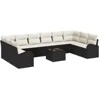 vidaXL Gartensofa-set mit Kissen 11 pcs Braun und Creme Poly-Rattan