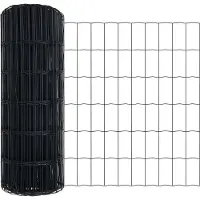 vidaXL Eurozaun 0,8 x 25 m PVC-beschichtetes Eisen Grau