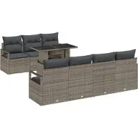 vidaXL Gartensofa-set 8 stk. 7-Sitzanzahl Grau Poly-Rattan