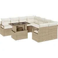 vidaXL Gartensofa-set 9 stk. 8-Sitzanzahl Beige und Creme Poly-Rattan