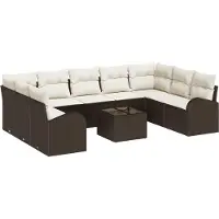 vidaXL Gartensofa-set 10 stk. Braun und Weiß Poly-Rattan