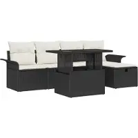 vidaXL Gartensofa-set 6 stk. Schwarz Poly-Rattan