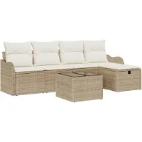 vidaXL Gartensofa-set mit Kissen 6 pcs Beige und Creme Poly-Rattan