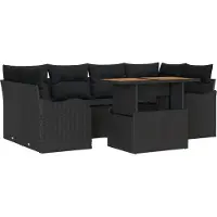 vidaXL Garten-Sofa-Set 7 stk. Schwarz