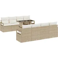 vidaXL Gartensofa-set 9 stk. 6-Sitzanzahl Beige und Creme Poly-Rattan