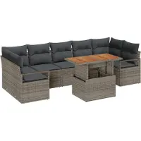 vidaXL Garten-Sofa-Set 8 stk. Grau Poly Rattan