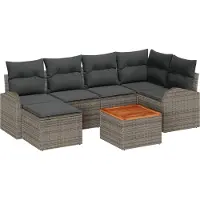 vidaXL Gartensofa-set 7 stk. Grau Poly-Rattan
