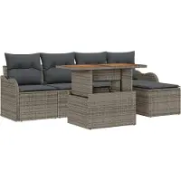 vidaXL Garten-Sofa-Set 6 stk. Grau Poly Rattan