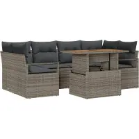 vidaXL Garten-Sofa-Set 7 stk. 6-Sitzanzahl Grau