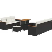 vidaXL Gartensofa-set 14 stk. 9-Sitzanzahl Schwarz und Creme